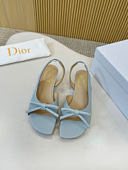 Colestore Dior Bow Heeled Slingback Sandal Bleu Ciel Lambskin 4cm - 1