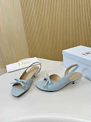 Colestore Dior Bow Heeled Slingback Sandal Bleu Ciel Lambskin 4cm - 6