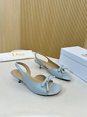 Colestore Dior Bow Heeled Slingback Sandal Bleu Ciel Lambskin 4cm - 3