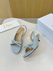 Colestore Dior Bow Heeled Slingback Sandal Bleu Ciel Lambskin 4cm - 4