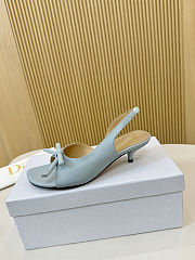 Colestore Dior Bow Heeled Slingback Sandal Bleu Ciel Lambskin 4cm - 2