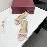 Colestore Dior Bow Heeled Slingback Sandal Soupir Pink Lambskin 4cm - 1
