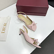 Colestore Dior Bow Heeled Slingback Sandal Soupir Pink Lambskin 4cm - 6