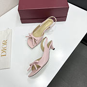Colestore Dior Bow Heeled Slingback Sandal Soupir Pink Lambskin 4cm - 3