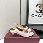 Colestore Dior Bow Heeled Slingback Sandal Soupir Pink Lambskin 4cm - 2
