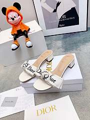 Colestore Dior J'Adior Heeled Slide Ivory Embroidered Cotton  3.5 cm - 1