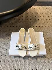Colestore Dior J'Adior Heeled Slide Ivory Embroidered Cotton  3.5 cm - 5