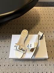 Colestore Dior J'Adior Heeled Slide Ivory Embroidered Cotton  3.5 cm - 2