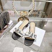 Colestore Dior J'Adior Heeled Slide Black Embroidered Cotton 3.5cm - 1