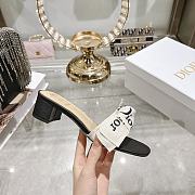 Colestore Dior J'Adior Heeled Slide Black Embroidered Cotton 3.5cm - 5
