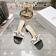 Colestore Dior J'Adior Heeled Slide Black Embroidered Cotton 3.5cm - 4