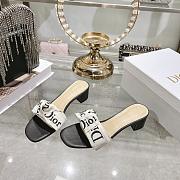 Colestore Dior J'Adior Heeled Slide Black Embroidered Cotton 3.5cm - 3