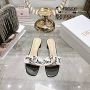 Colestore Dior J'Adior Heeled Slide Black Embroidered Cotton 3.5cm - 2