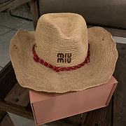 Colestore Miu Miu Raffia hat Beige/Burgundy - 1