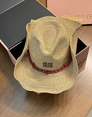 Colestore Miu Miu Raffia hat Beige/Burgundy - 5
