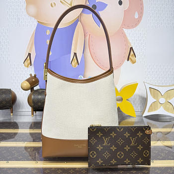 Colestore Louis Vuitton Low Key Hobo PM in natural canvas and cognac cowhide 24 x 28 x 16 cm