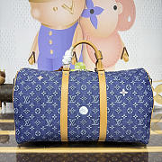 Colestore Louis Vuitton Keepall Bandoulière 50 Blue Monogram Denim Flowers 50 x 29 x 23 cm - 4