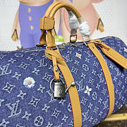 Colestore Louis Vuitton Keepall Bandoulière 50 Blue Monogram Denim Flowers 50 x 29 x 23 cm - 2