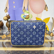 Colestore Louis Vuitton Nil Blue Monogram Flowers Denim 25 x 17.5 x 11 cm - 3