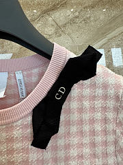 Colestore Dior Dioriviera Short-Sleeved Top featuring a Vichy motif and a black grosgrain bow Pink - 3