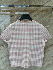 Colestore Dior Dioriviera Short-Sleeved Top featuring a Vichy motif and a black grosgrain bow Pink - 2