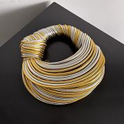 Colestore Bottega Veneta Tubular Laminated Lambskin Mini Jodie Gold Silver 23x28x8cm - 4