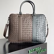 Colestore Bottega Veneta Intrecciato Leather Briefcase in a Brown and Grey Woven 40x31x6cm - 1
