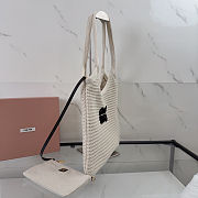 Colestore Miu Miu Ivy raffia-effect woven tote bag Chalk White/Black 35 x 40 cm - 6