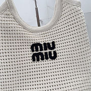 Colestore Miu Miu Ivy raffia-effect woven tote bag Chalk White/Black 35 x 40 cm - 3