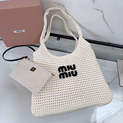 Colestore Miu Miu Ivy raffia-effect woven tote bag Chalk White/Black 35 x 40 cm - 2