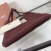 Colestore Miu Miu Ivy raffia-effect woven tote bag Chalk Cocoa/Chalk White 35 x 40 cm - 3