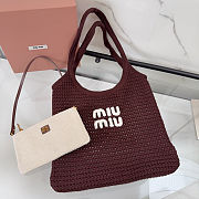 Colestore Miu Miu Ivy raffia-effect woven tote bag Chalk Cocoa/Chalk White 35 x 40 cm - 2
