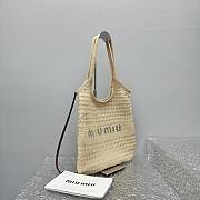 Colestore Miu Miu Ivy raffia-effect and linen bag Natural 34x40x60cm - 6