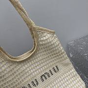 Colestore Miu Miu Ivy raffia-effect and linen bag Natural 34x40x60cm - 3