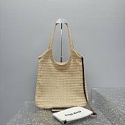 Colestore Miu Miu Ivy raffia-effect and linen bag Natural 34x40x60cm - 2