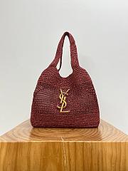 Colestore YSL ICARE medium in raffia ROUGE CABERNET 31–46 x 28 x 5–15 cm - 5