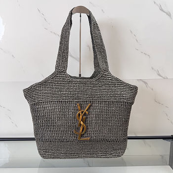 Colestore YSL ICARE medium in raffia Dark Grey 31–46 x 28 x 5–15 cm