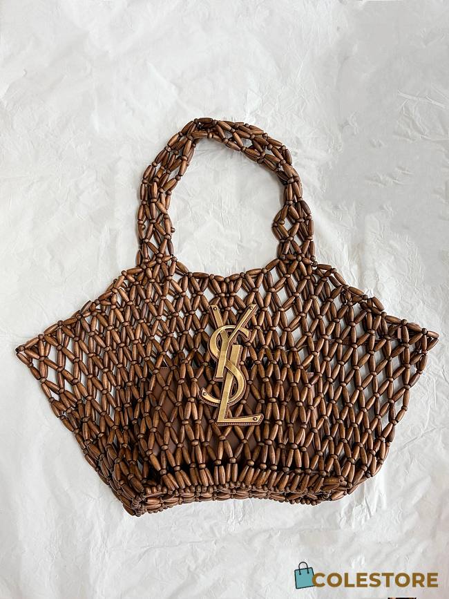 Colestore YSL ICARE medium in wood beads LIGHT WOOD AND BRICK 31–46 x 28 x 16 cm - 1