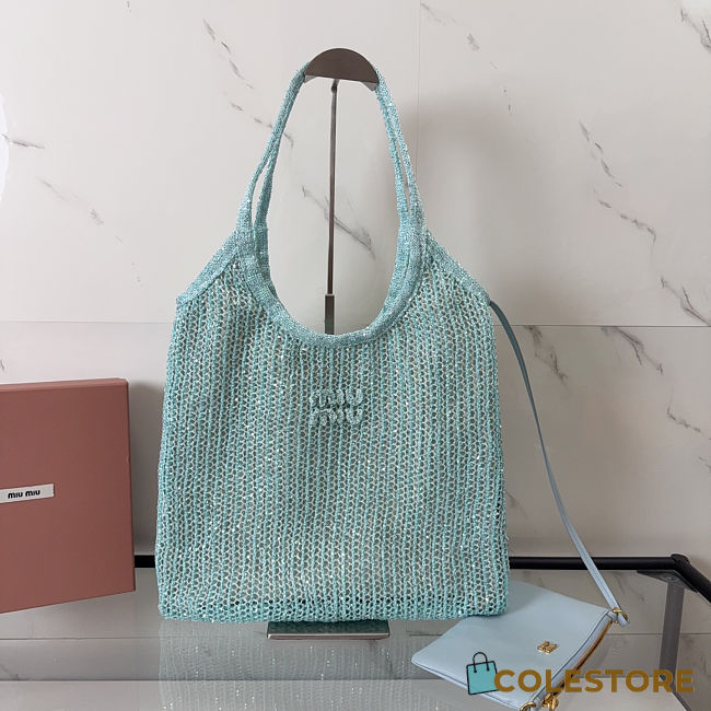 Colestore Miu Miu Ivy Sequin Mesh bag Anise 40x35cm  - 1