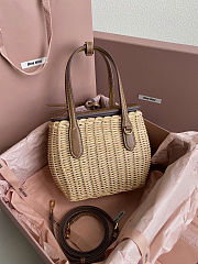 Colestore Miu Miu Wicker And Leather Handbag In Tan/caramel 15x20x8.5cm - 1