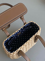 Colestore Miu Miu Wicker And Leather Handbag In Tan/caramel 15x20x8.5cm - 5