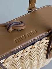 Colestore Miu Miu Wicker And Leather Handbag In Tan/caramel 15x20x8.5cm - 3