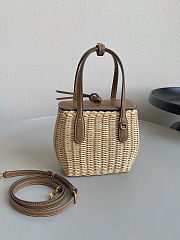 Colestore Miu Miu Wicker And Leather Handbag In Tan/caramel 15x20x8.5cm - 2