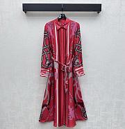 Colestore Hermes Rope Print Silk Belted Dress Pink - 1