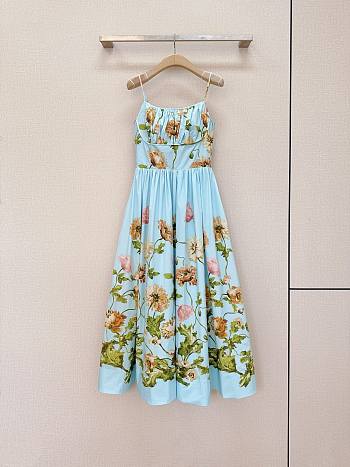 Colestore Cara Cara  Alba Floral Cotton Midi-Dress Lockwood Flora Sky
