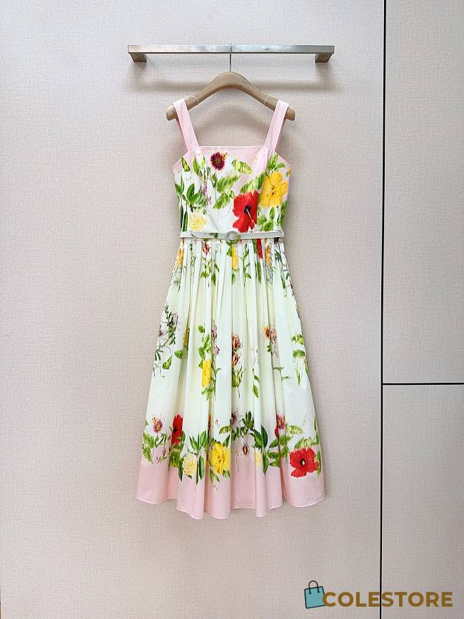 Colestore  Oscar de la Renta Dominican Mixed-Floral Cotton Poplin Dress  - 1