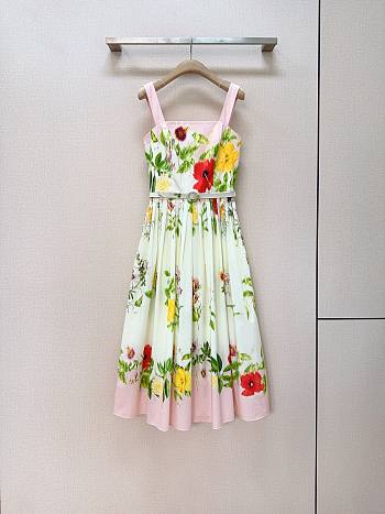 Colestore  Oscar de la Renta Dominican Mixed-Floral Cotton Poplin Dress 