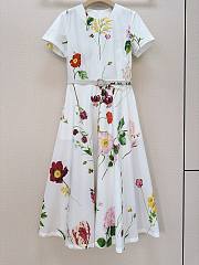 Colestore Oscar de la Renta Cap Sleeve Mixed Botanical Cotton Poplin Dress - 6