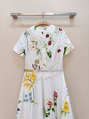 Colestore Oscar de la Renta Cap Sleeve Mixed Botanical Cotton Poplin Dress - 5