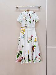 Colestore Oscar de la Renta Cap Sleeve Mixed Botanical Cotton Poplin Dress - 4